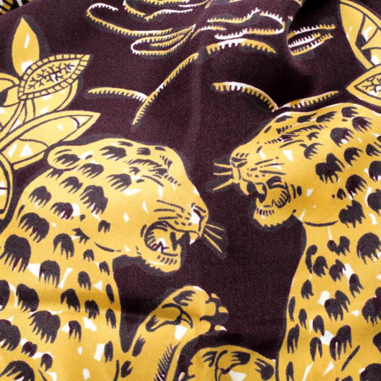 Pre Owned Valentino Multicolor Tribal Jaguar Printed Silk Square Scarf