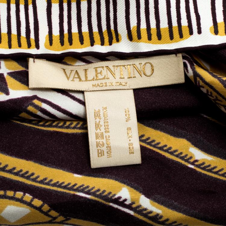 Pre Owned Valentino Multicolor Tribal Jaguar Printed Silk Square Scarf