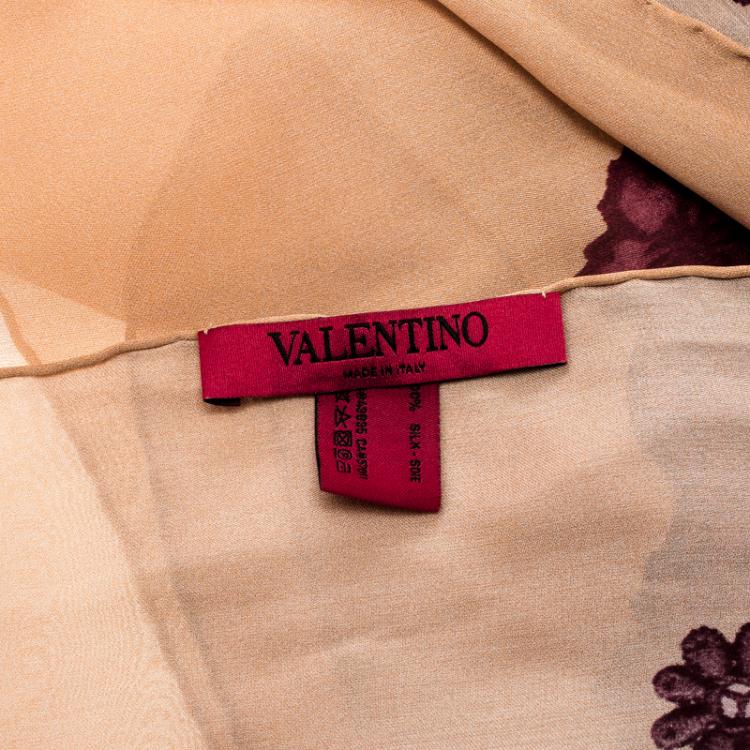 Pre Owned Valentino Multicolor Lace Print Silk Pizzo Patch Stole