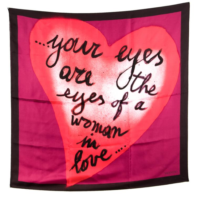 Pre Owned Valentino Multicolor Printed Silk L'Amour Square Scarf