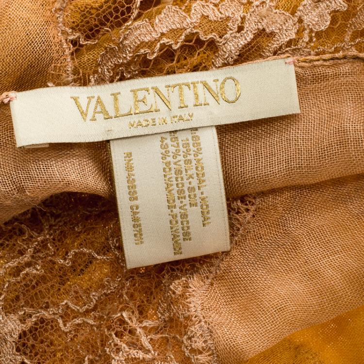 Pre Owned Valentino Multicolor Scalloped Lace Detail Scarf