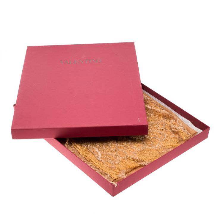 Pre Owned Valentino Multicolor Scalloped Lace Detail Scarf