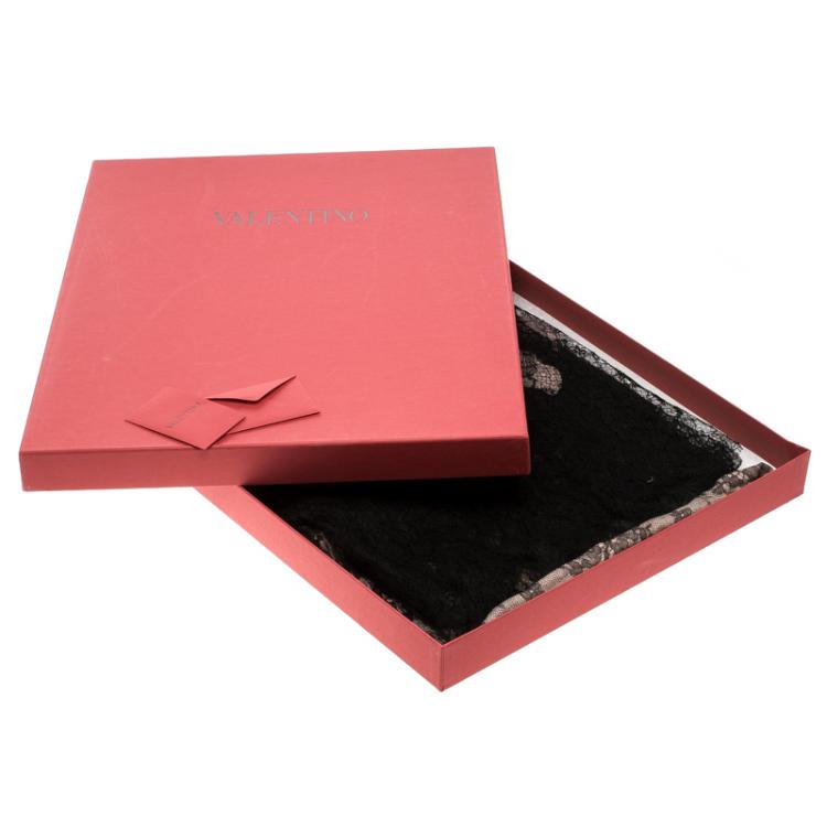 Pre Owned Valentino Blush Pink Lace Printed Modal and Silk Scalloped Lace Detail Scarf