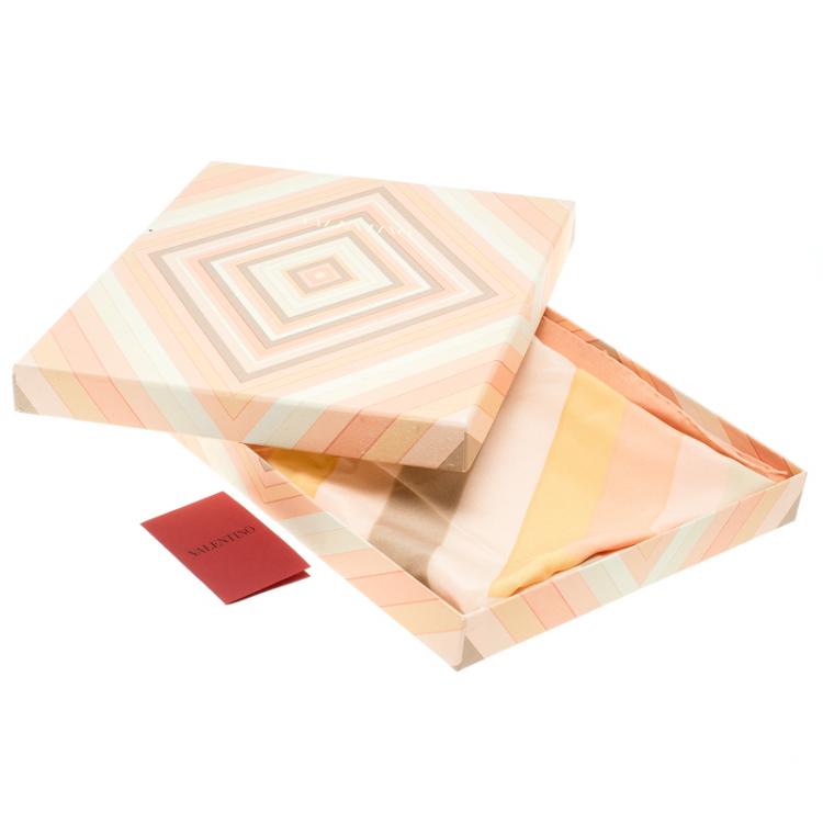 Pre Owned Valentino Native Couture Pastel Striped Diamond Print Silk Scarf