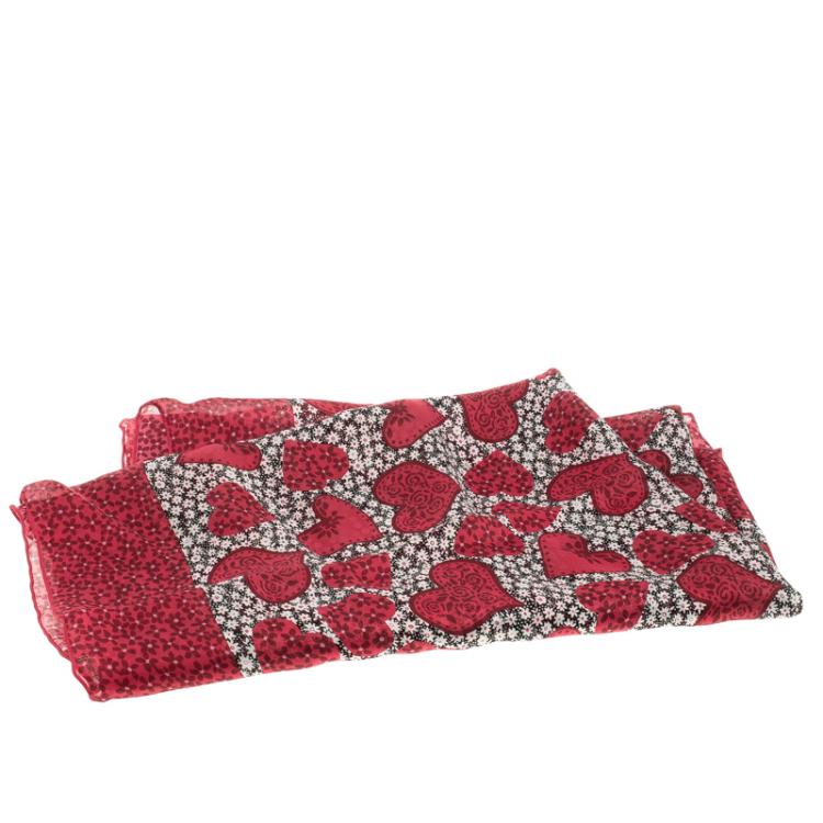 Pre Owned Valentino and Celia Birtwell Multicolor Printed L'Amour Silk Scarf