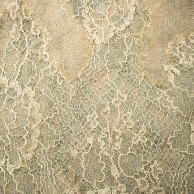 Pre Owned Valentino Multicolor Modal and Silk Scalloped Lace Detail Scarf