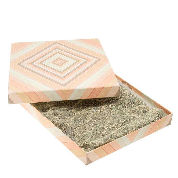 Pre Owned Valentino Multicolor Modal and Silk Scalloped Lace Detail Scarf