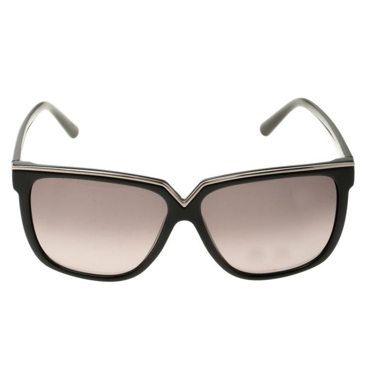 Pre Owned Valentino Dark Grey/Black V605S Square Sunglasses 