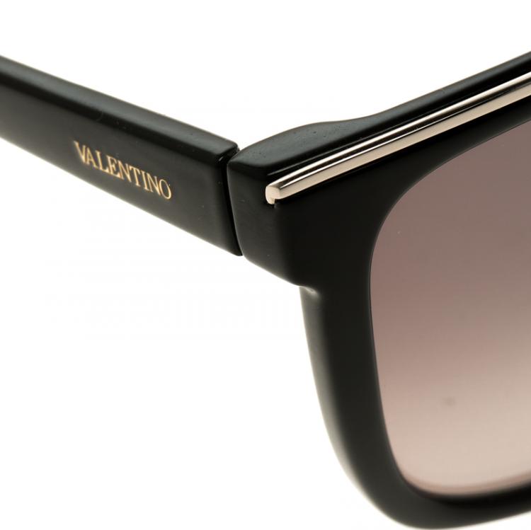 Pre Owned Valentino Dark Grey/Black V605S Square Sunglasses 