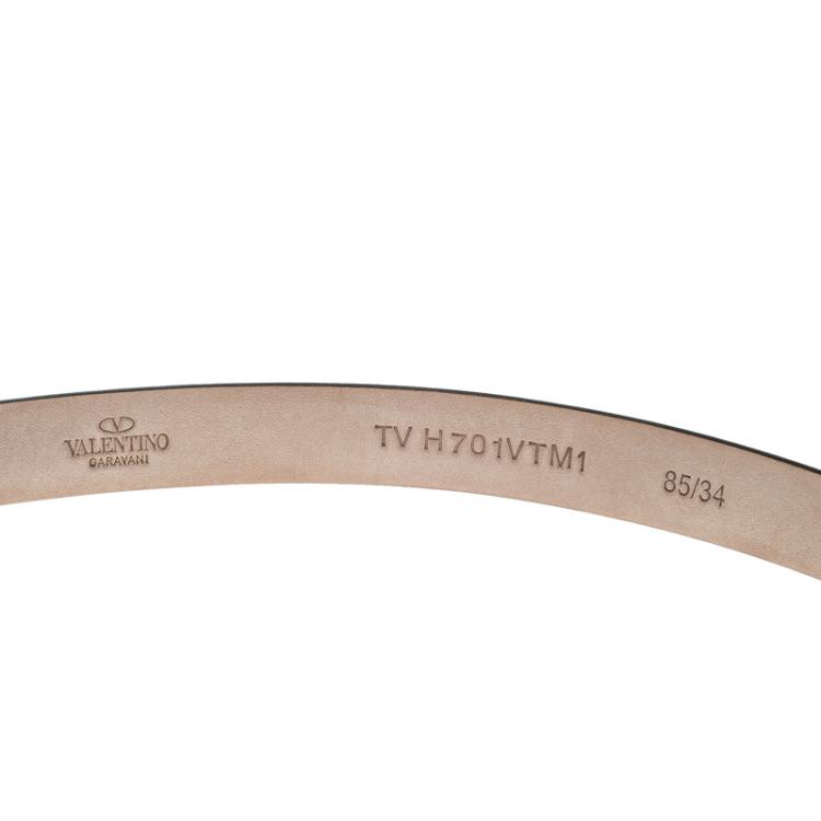 Pre Owned Valentino Black Leather Snake Buckle Belt 85 CM