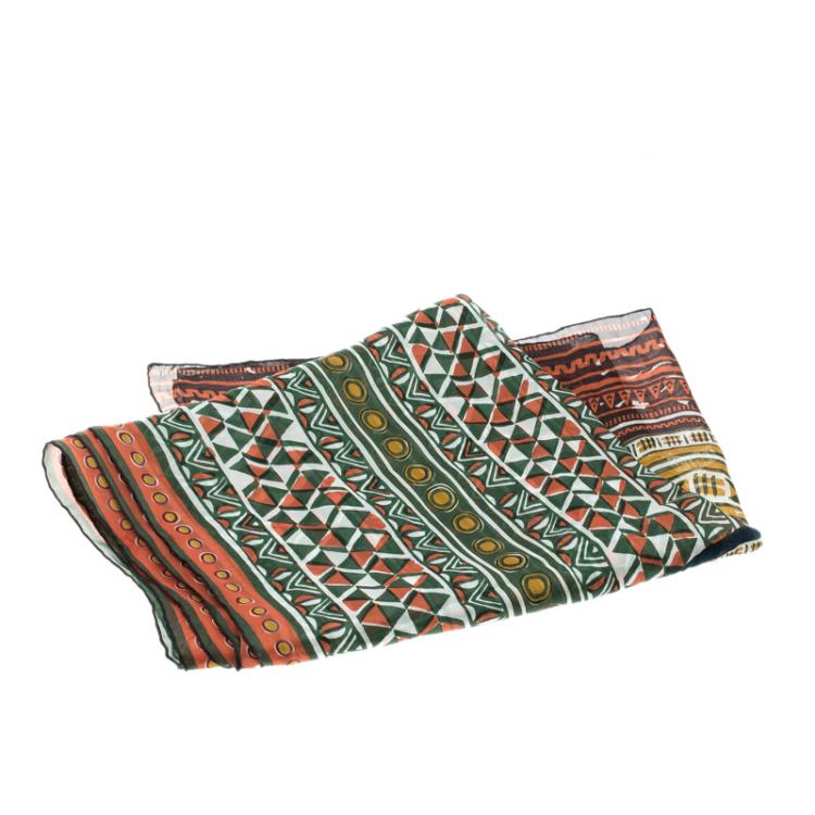 Pre Owned Valentino Multicolor Tribal Aztec Print Silk Stole