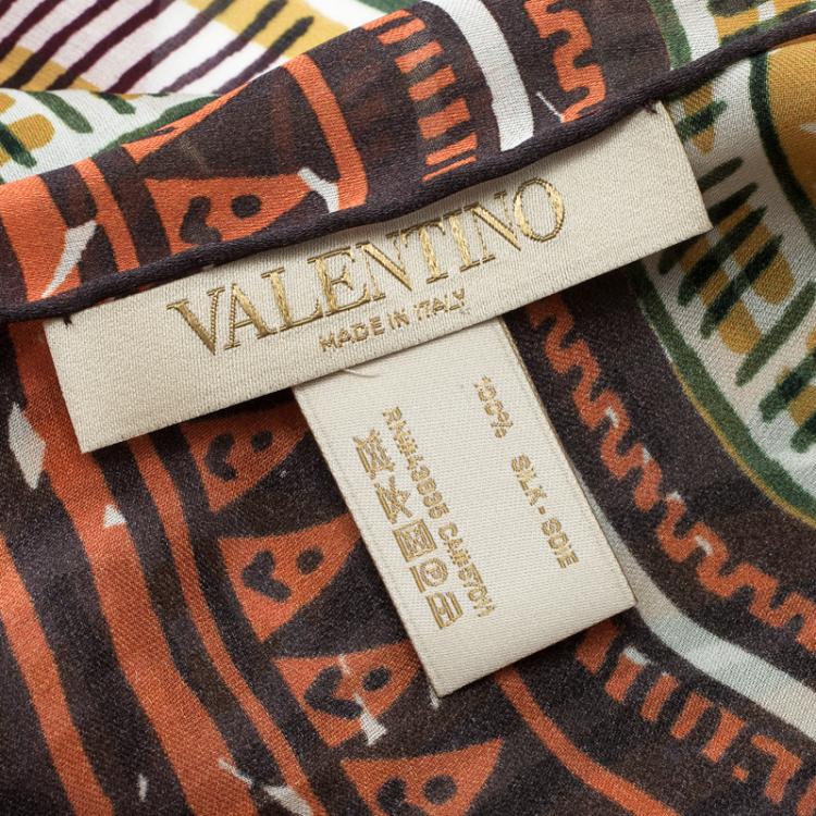 Pre Owned Valentino Multicolor Tribal Aztec Print Silk Stole