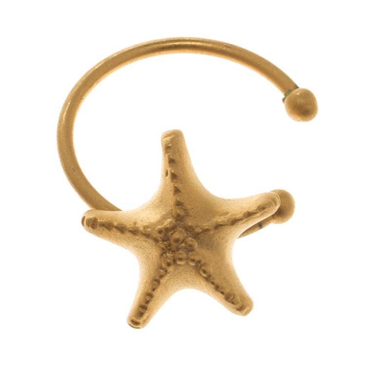 Pre Owned Valentino Set of 5 Multi Shell Gold Tone Adjustable Rings 