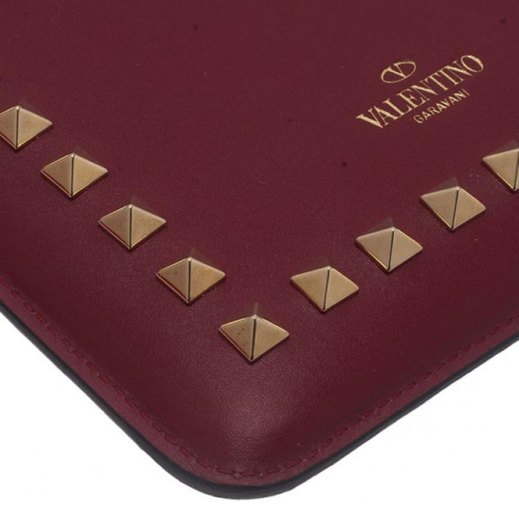 Pre Owned Valentino Red Leather Rockstud iPad Case