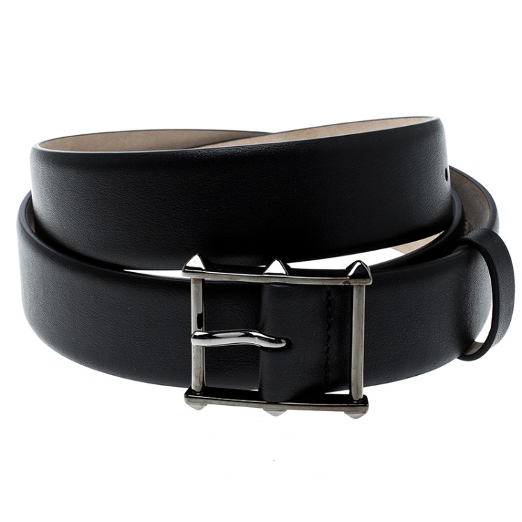Pre Owned Valentino Black Leather Rockstud Belt 90cm