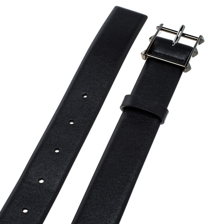 Pre Owned Valentino Black Leather Rockstud Belt 90cm
