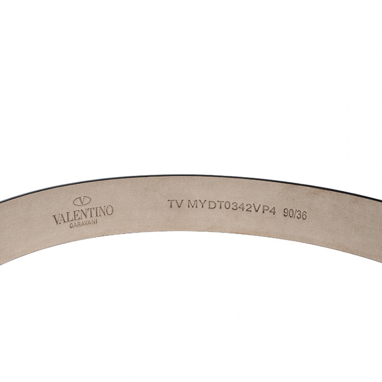 Pre Owned Valentino Black Leather Rockstud Belt 90cm