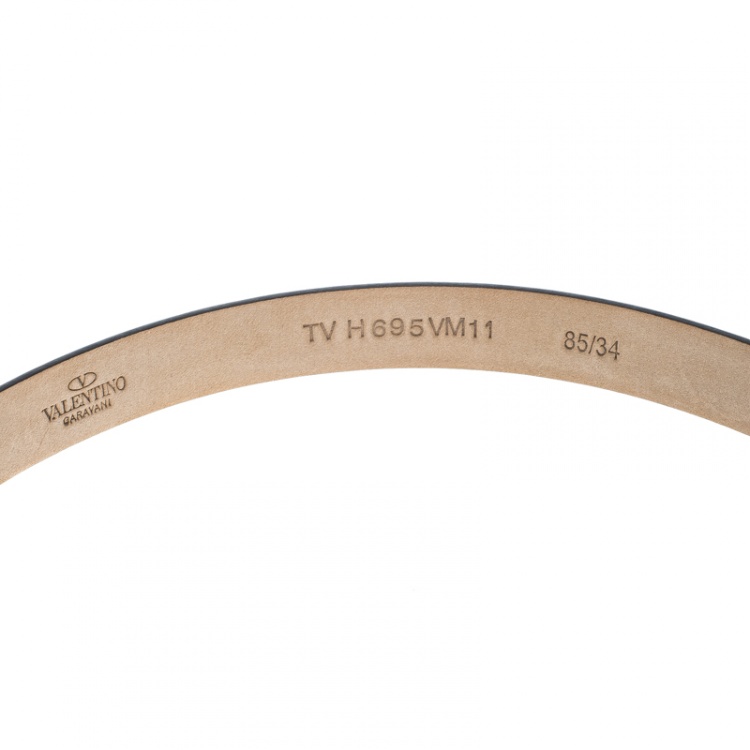 Pre Owned Valentino Cedar Brown Leather Crystal Embellished Butterfly Buckle Belt 85cm