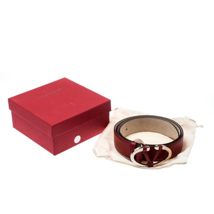 Pre Owned Valentino Rosso V. Leather V Rivet Belt 85 CM