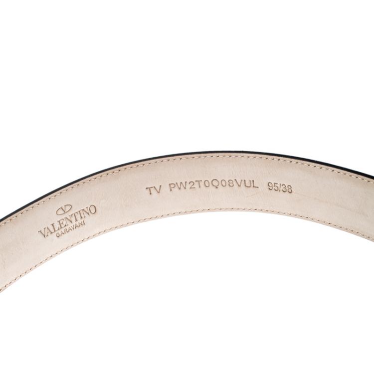 Pre Owned Valentino Rosso V. Leather V Rivet Belt 90 CM