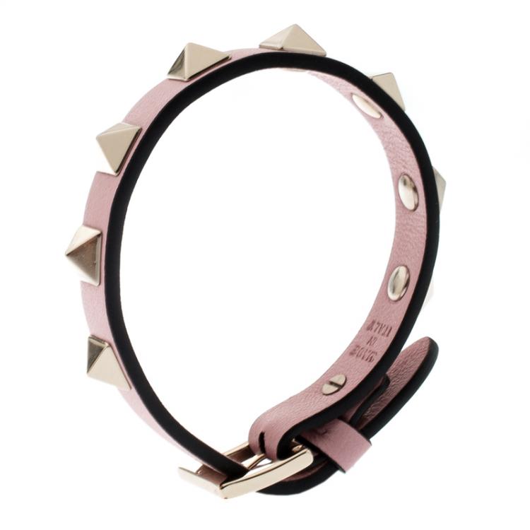 مملوكة مسبقًا Valentino Loto Leather Rockstud Bracelet