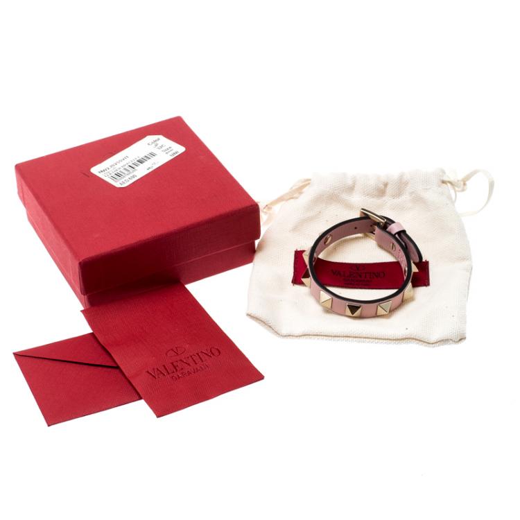 مملوكة مسبقًا Valentino Loto Leather Rockstud Bracelet