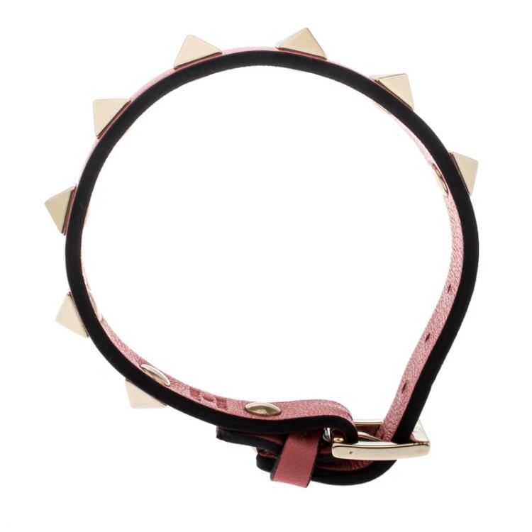 مملوكة مسبقًا Valentino Morning Dew Leather Rockstud Bracelet