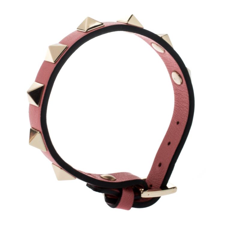 مملوكة مسبقًا Valentino Morning Dew Leather Rockstud Bracelet