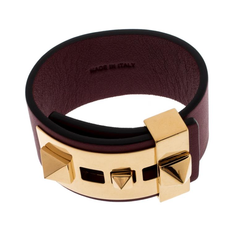 مملوكة مسبقًا Valentino Sarcelle Leather Rockstud No Limit Bracelet