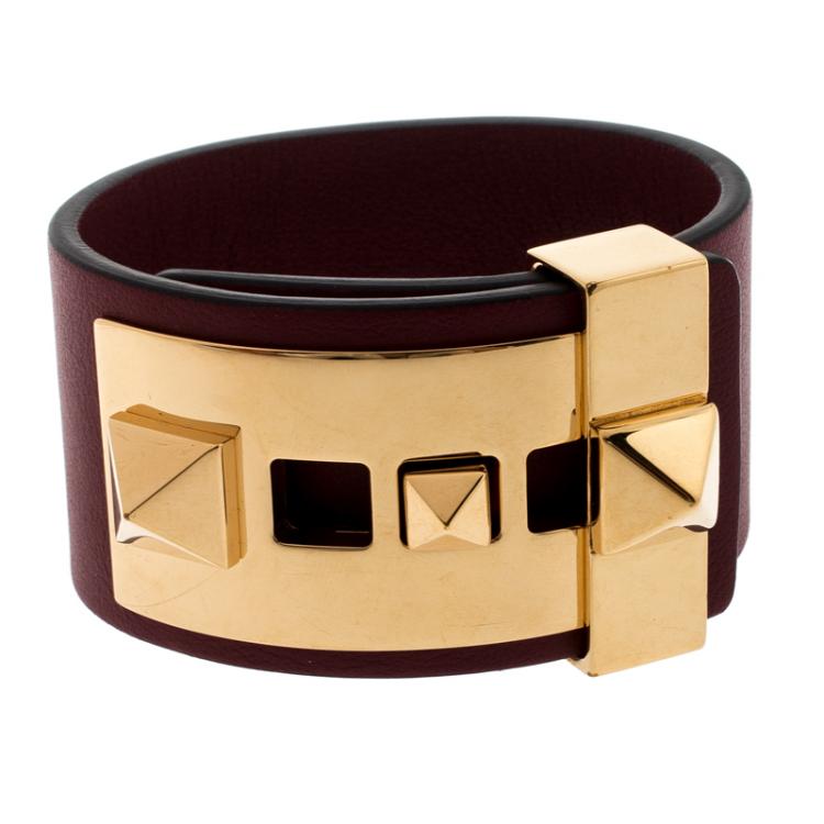 مملوكة مسبقًا Valentino Sarcelle Leather Rockstud No Limit Bracelet