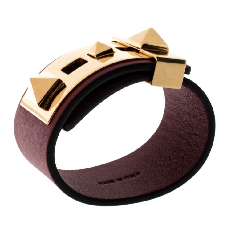 مملوكة مسبقًا Valentino Sarcelle Leather Rockstud No Limit Bracelet