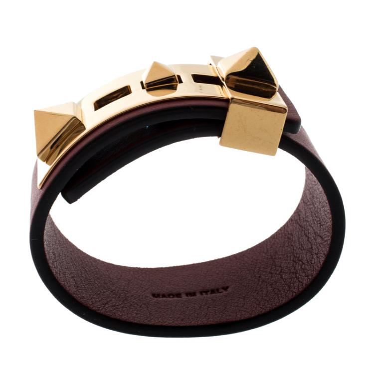 Pre Owned Valentino Sarcelle Leather Rockstud No Limit Bracelet