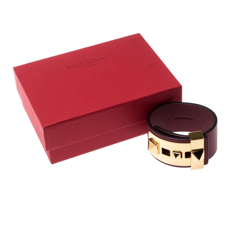 Pre Owned Valentino Sarcelle Leather Rockstud No Limit Bracelet