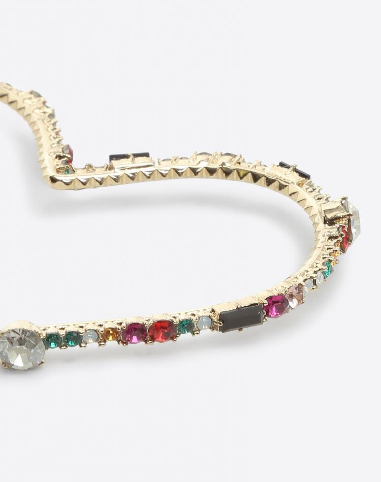 Pre Owned Valentino Heart-Shaped Crystals Hoop Earrings