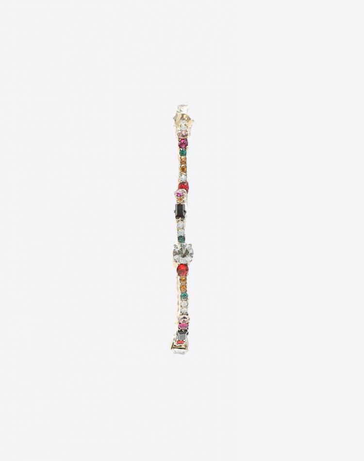 Pre Owned Valentino Heart-Shaped Crystals Hoop Earrings