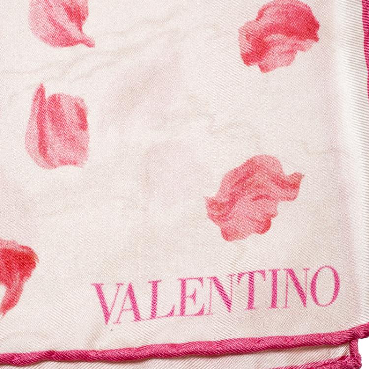 Pre Owned Valentino Almond Rose Re-Edition Printed Silk Square Scarf