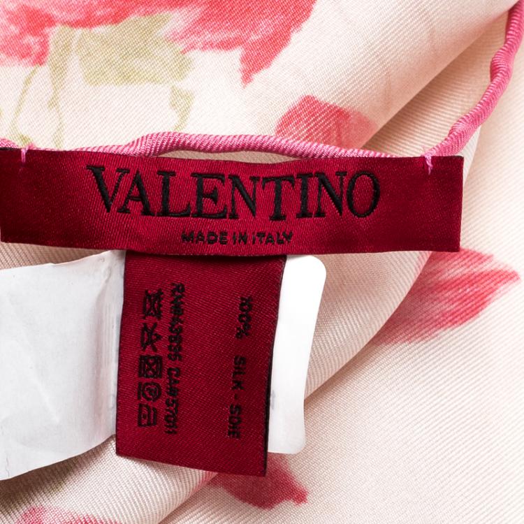Pre Owned Valentino Almond Rose Re-Edition Printed Silk Square Scarf