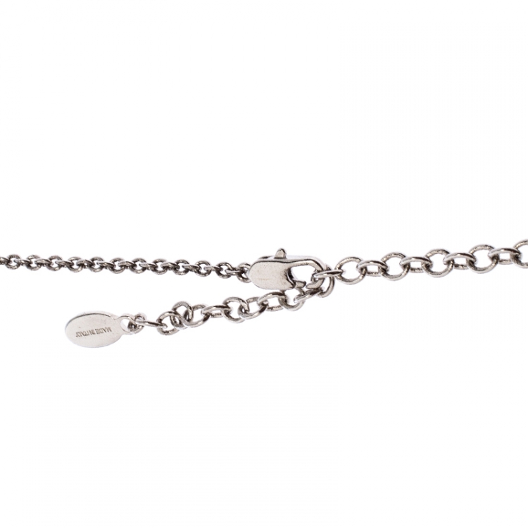 Pre Owned Valentino Silver Tone Letter Long Necklace 