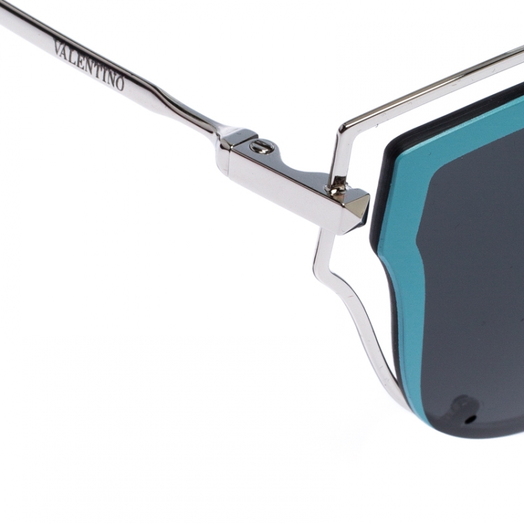 Pre Owned Valentino Blue/Grey Smoke VA2015 Cat Eye Sunglasses