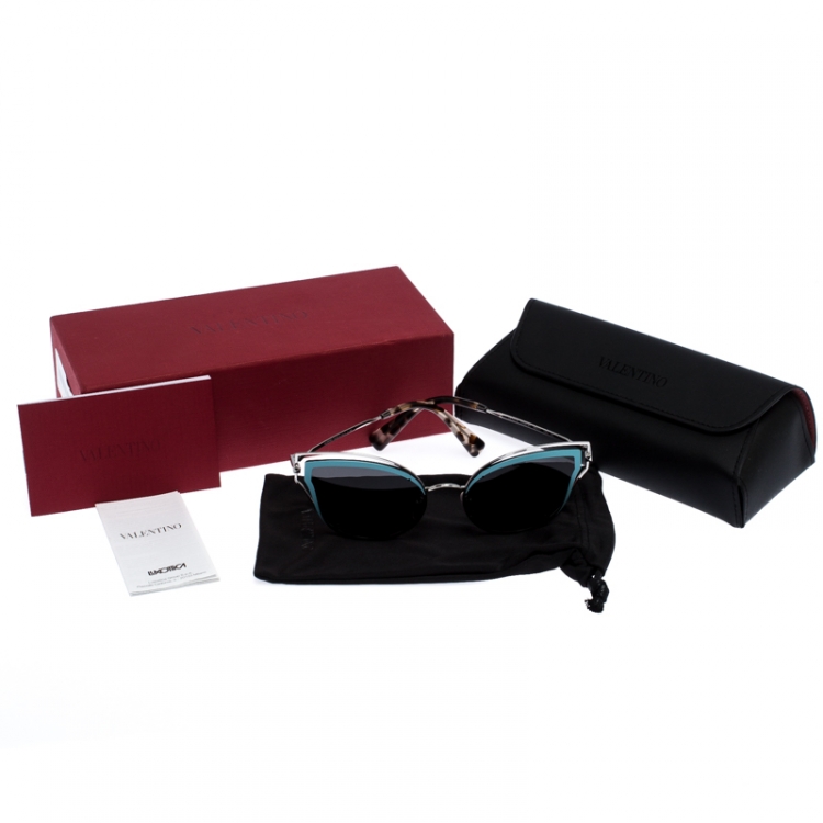 Pre Owned Valentino Blue/Grey Smoke VA2015 Cat Eye Sunglasses