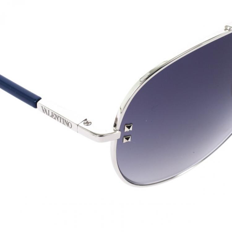Pre Owned Valentino Blue 106S Aviator Womens Sunglasses