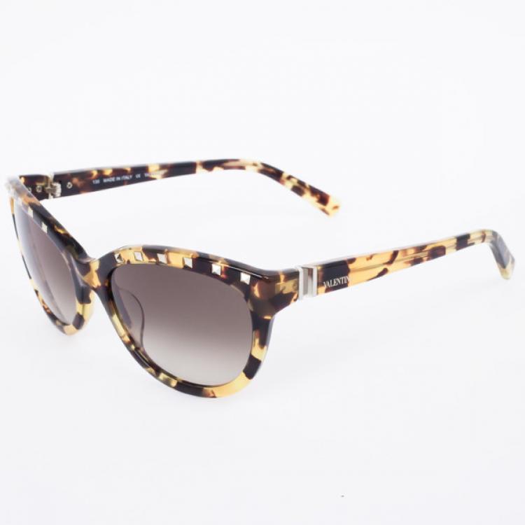 مملوكة مسبقًا Valentino Leopard 622S Studded Cat Eye Womens Sunglasses