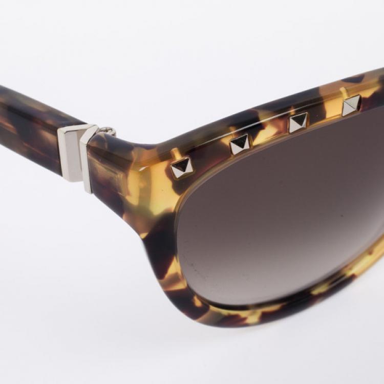 مملوكة مسبقًا Valentino Leopard 622S Studded Cat Eye Womens Sunglasses