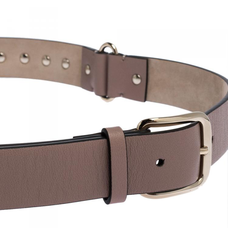 Pre Owned Valentino Poudre Leather Rockstud Belt 90CM