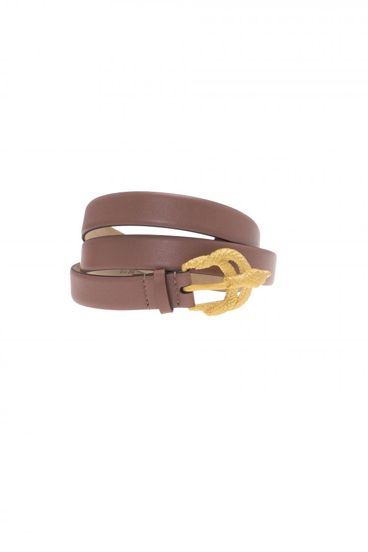 Pre Owned Valentino Brown Leather Phoenix Buckle Belt 90 CM