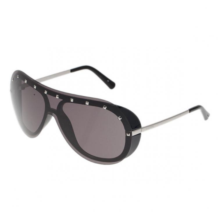 Pre Owned Valentino Black Studded Wrap Sunglasses
