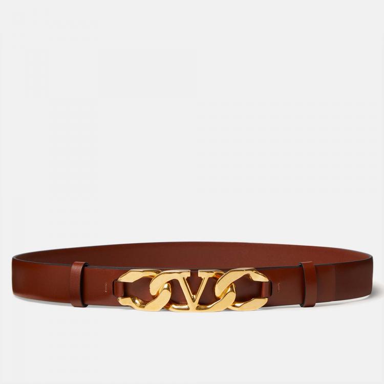 Leather belt Yves Saint Laurent Burgundy size 100 cm in Leather