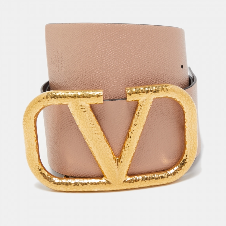 Valentino Burgundy Leather VLogo Buckle Belt 75 CM Valentino