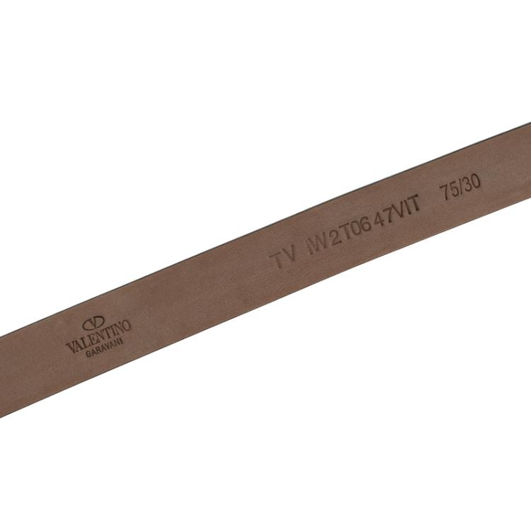 Pre Owned Valentino Cedar Brown Leather Snake Buckle Belt 85 CM