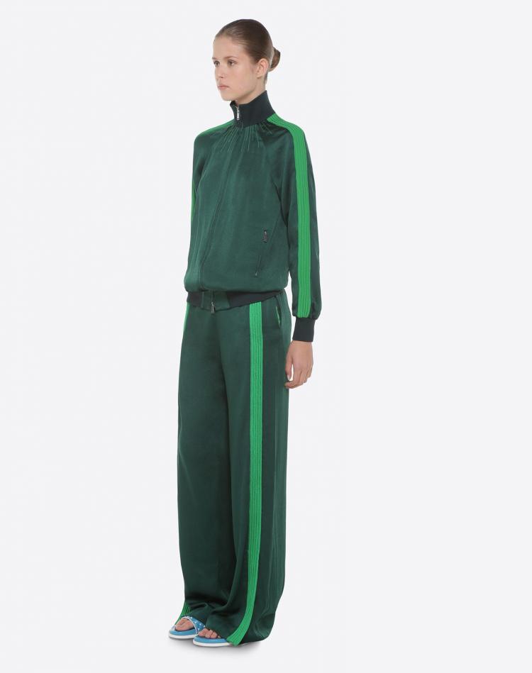 Pre Owned Valentino Jungle/Peppermint Satin Hammered Trousers M